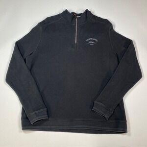 Tommy Bahama Black‎ 1/4 Zip Pullover Sweatshirt Mens Large Relax Logo